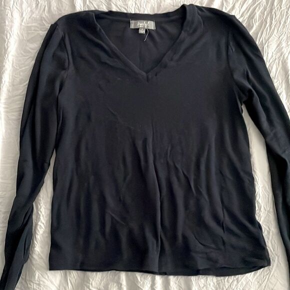 Marled Nordstrom Navy Blue V-Neck Long Sleeve Knit Top Size M - Picture 1 of 6